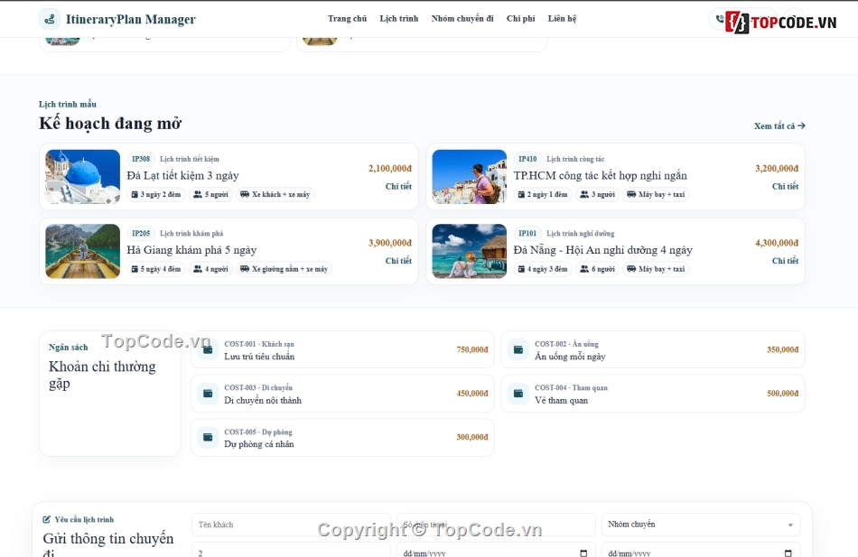 web quản lý,quản lý du lịch,quản lý cá nhân